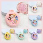 Sailor Moon Anime  Mini Folding Hair Brush with Mirror Portable Travel Comb for Women Lightweight Outdoor Use Hand Washable Gift