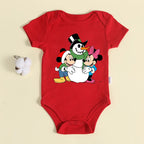 Christmas Newborn Baby Red Romper 100% Cotton Baby Mickey Print Infant Outfit Baby Girls Boys Bodysuit Disney Clothes Xmas Gift
