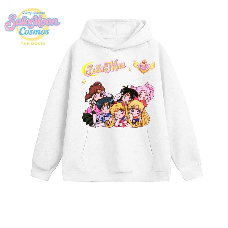 SAILOR MOON Japanese Anime Cute Character Print Collaboration Long Sleeved Sweatshirt for Men and Women Loose Autumn and Winter