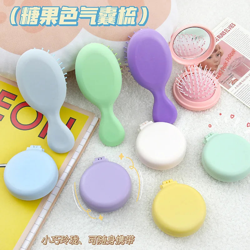 Sailor Moon Anime  Mini Folding Hair Brush with Mirror Portable Travel Comb for Women Lightweight Outdoor Use Hand Washable Gift