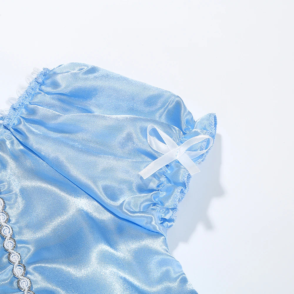 Girl Cinderella Dress Up Floral Children Party Princess Costume Kids Halloween Carnival Outfit Kids Clothes