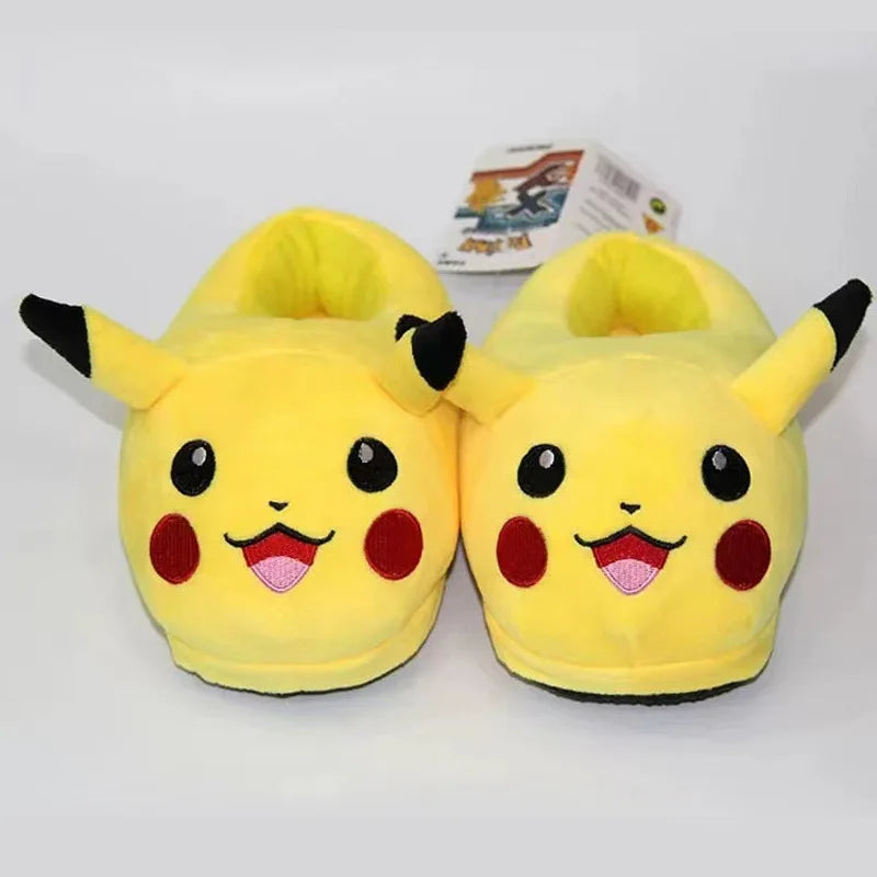 2022 New Animation Pokemon Pikachu Kawaii Winter Home Warm Cotton Slippers Lovely Indoor Plush  Shoes Parent-Child Styles Gift