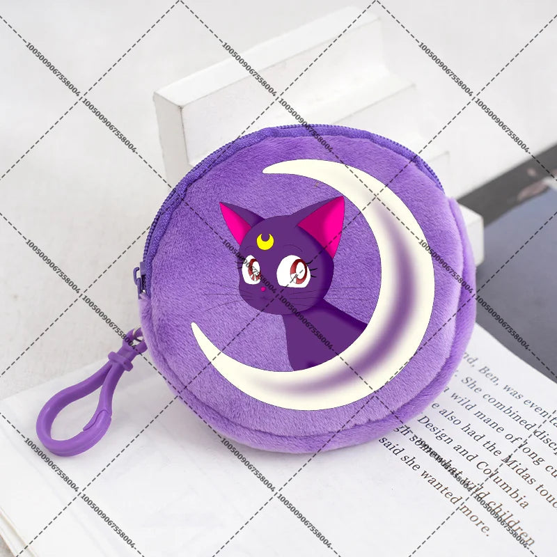 Sailors Moon Zipper Purses Small Bags Portable Coin Pouch Anime Children Round Wallet Cartoon Mini Storage Keychain Bag Kid Gift