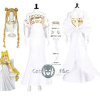 Princess Serenity Tsukino Usagi Cosplay Costume White Long Woman Dress Big Bow Halloween Party Girl Outfit