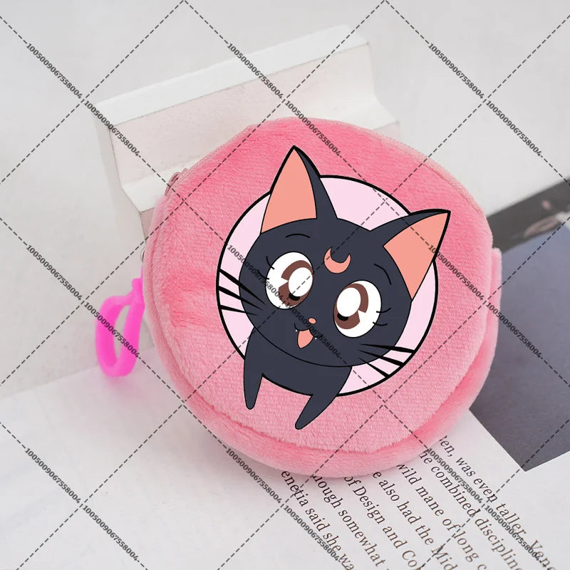 Sailors Moon Zipper Purses Small Bags Portable Coin Pouch Anime Children Round Wallet Cartoon Mini Storage Keychain Bag Kid Gift