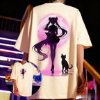 New Anime T-shirt Men Women Sailor Moon Summer Casual Cotton Short Sleeve Streetwear Oversized Anime Print Graphic Tee Y2k Tops