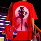 New Anime T-shirt Men Women Sailor Moon Summer Casual Cotton Short Sleeve Streetwear Oversized Anime Print Graphic Tee Y2k Tops