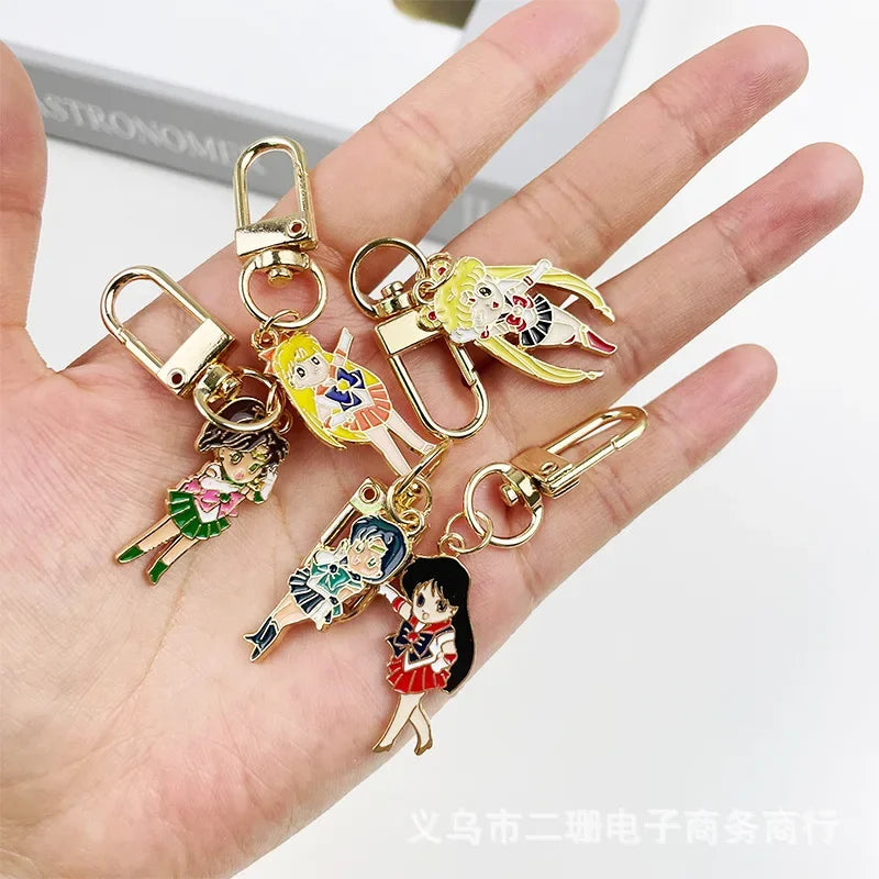 Sailor Moon Keychain Girl Metal Key Chain Creative Cartoon Anime Car Pendant Women Charm Key Ring Cute Couple Birthday Gift