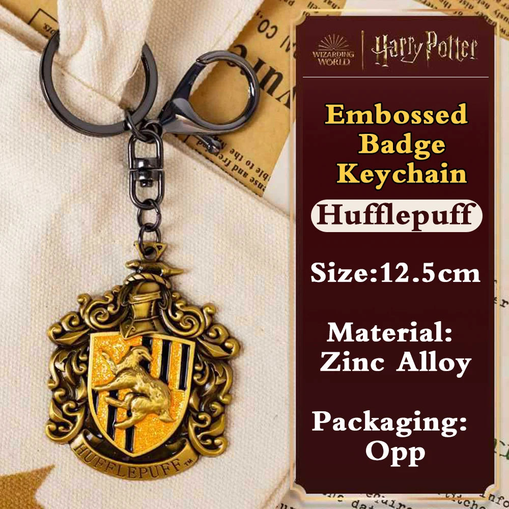 Genuine Harry Potter Metal Embossed Badge Keychains Cosplay Props Film Television Peripheral Backpack Hanging Ornaments Gifts