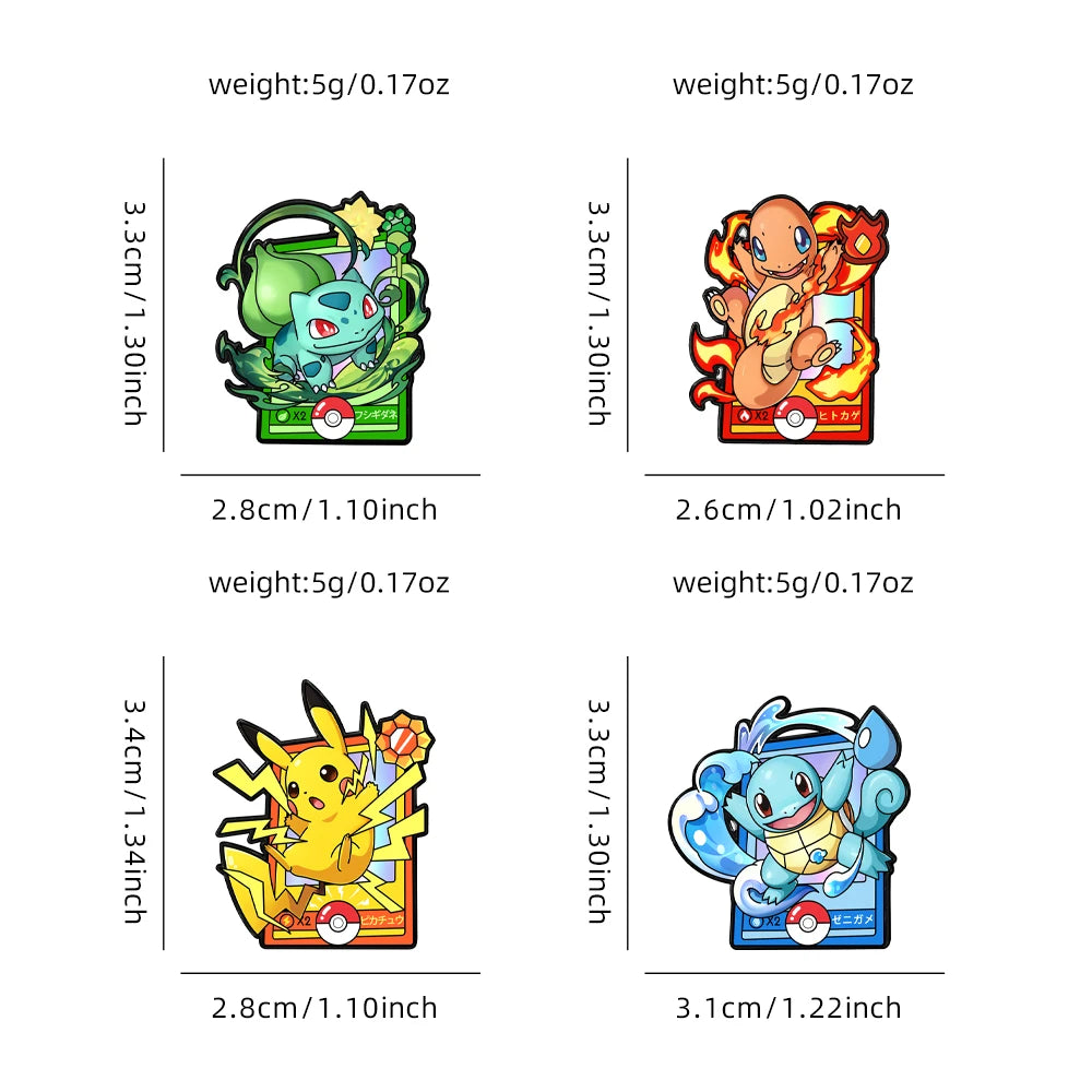 4pcs Cartoon Charmander Enamel Pins Metal Brooches Lapel Badges for Backpack Clothes Jewelry Accessory Gift for Friends