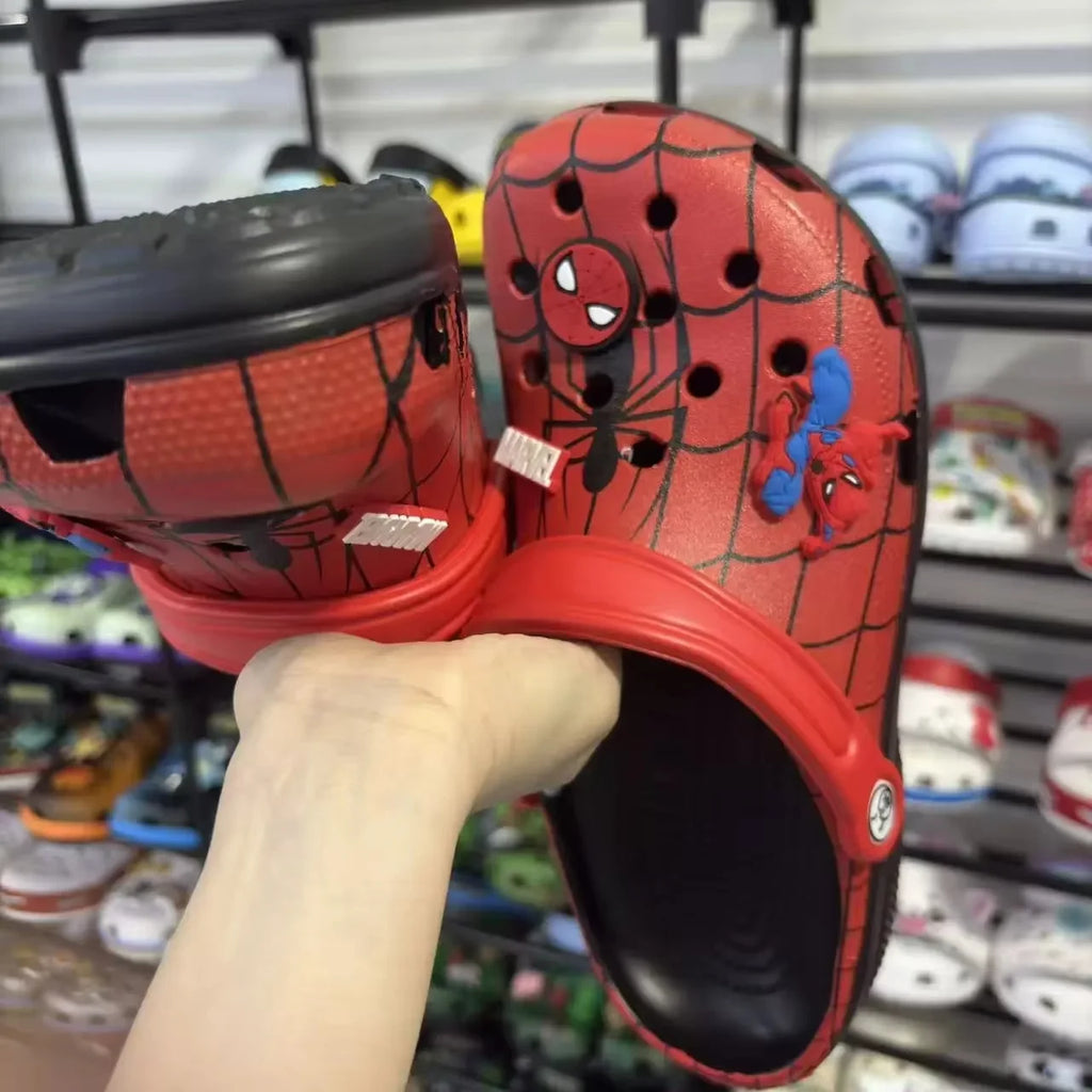 Spiderman Breathable Hole Sandals Cute Cartoon Anti-Slip Slippers for Adults Summer Indoor Outdoor Beach Shoes