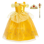 New Princess Dresses Girls Belle Party Costume Girl Birthday Flower Clothes Beauty and the Beast Fancy Disguise