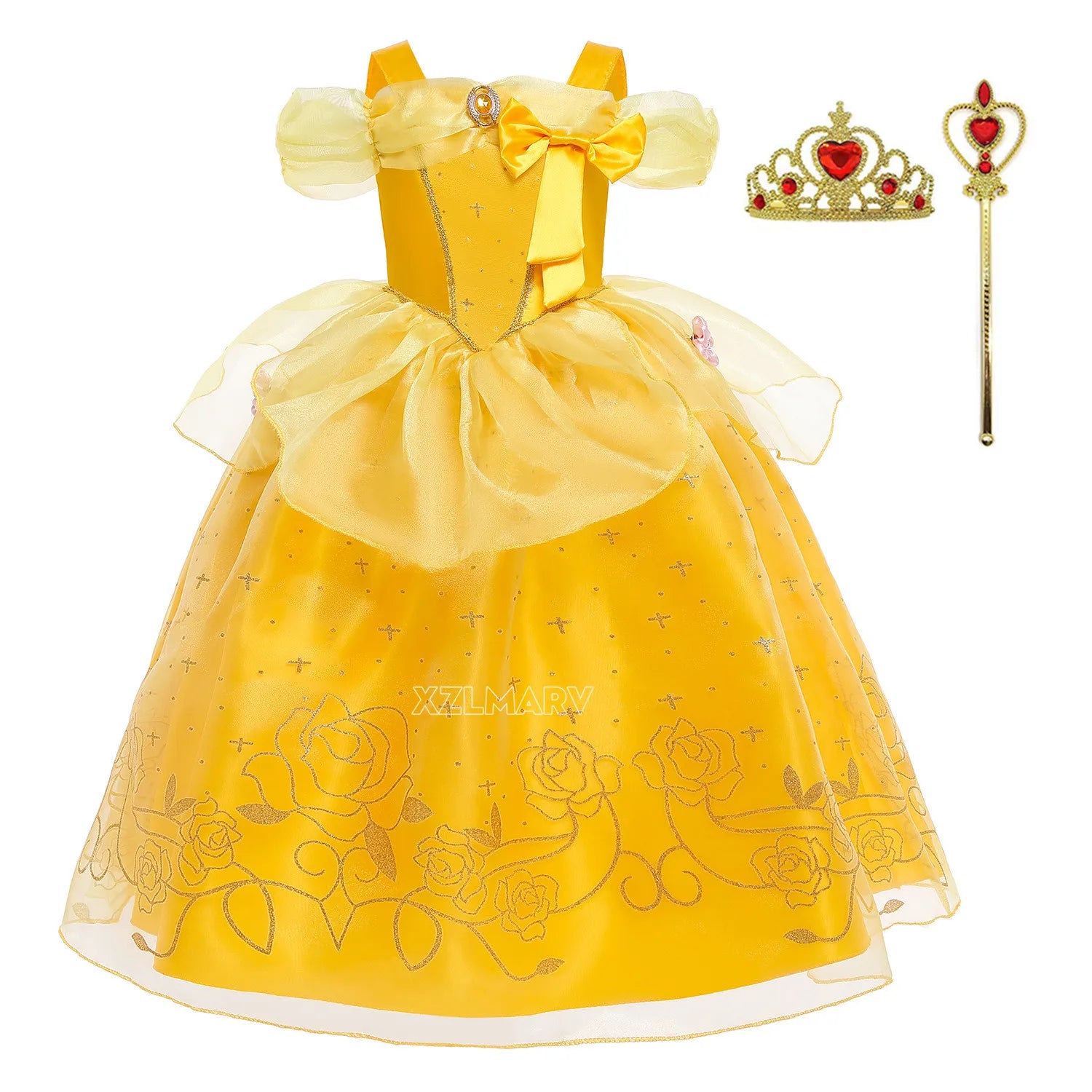 New Princess Dresses Girls Belle Party Costume Girl Birthday Flower Clothes Beauty and the Beast Fancy Disguise