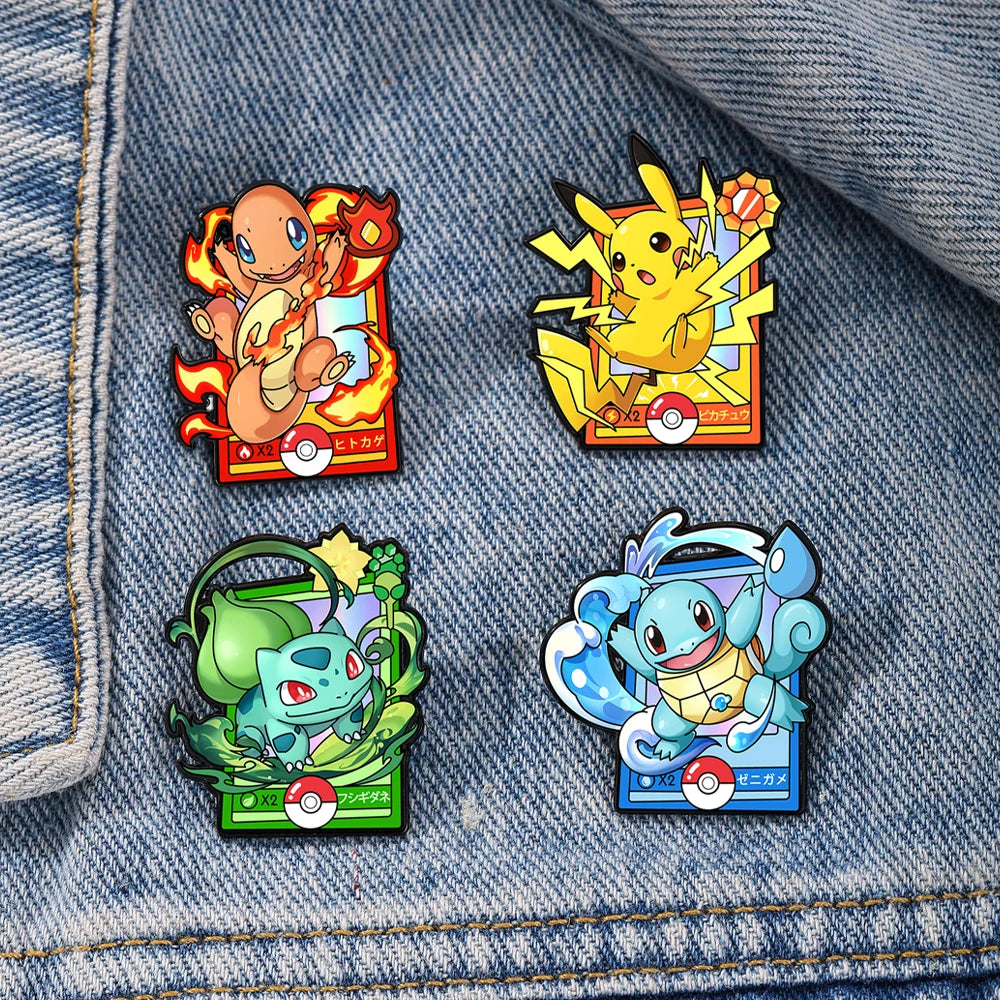 4pcs Cartoon Charmander Enamel Pins Metal Brooches Lapel Badges for Backpack Clothes Jewelry Accessory Gift for Friends
