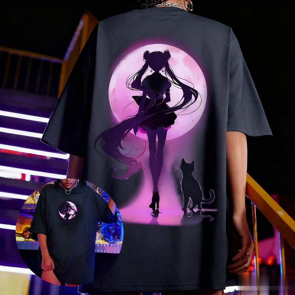 New Anime T-shirt Men Women Sailor Moon Summer Casual Cotton Short Sleeve Streetwear Oversized Anime Print Graphic Tee Y2k Tops