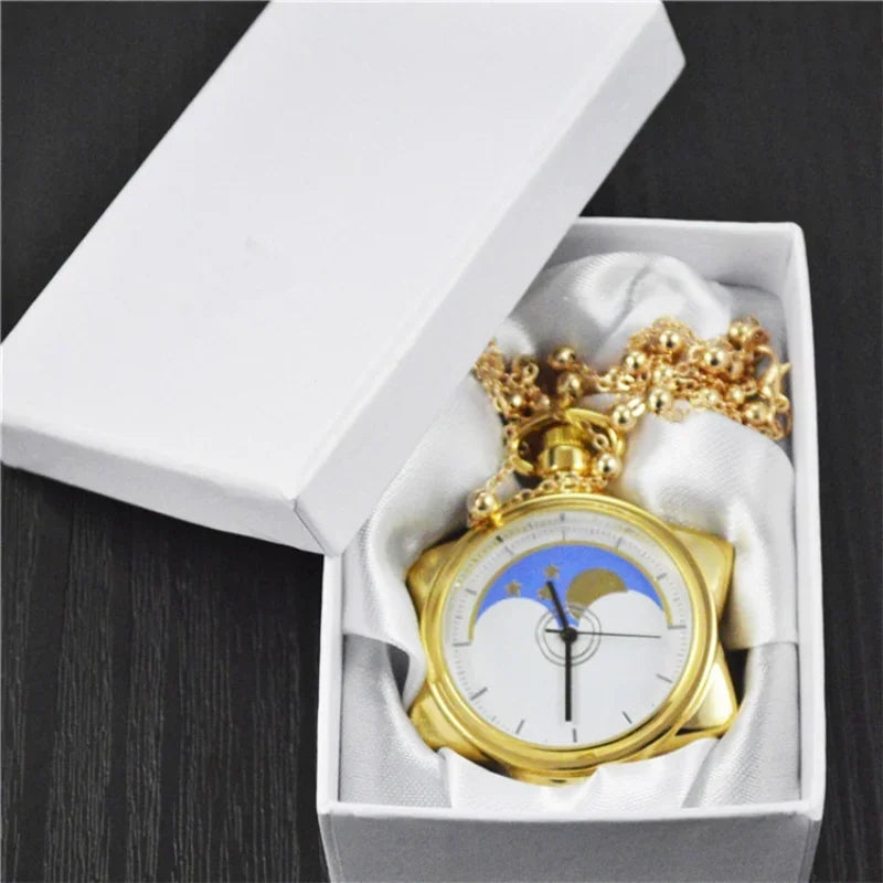 Anime Sailor Moon Neck lace Crystal Star Pocket Watch Pendant Neck lace for Students Collection Girls Birthday Gift Toys