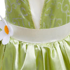 Tiana Costume Girls Cosplay Princess Dress Up Children Carnival Party Vestidos Kids Green Sleeveless Elegant Dresses