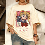 2026 New Year's New Street Wear Kawaii Sailor Moon Pattern T-shirt Men's and Women's Printed Summer Fashion Y2k Clothing