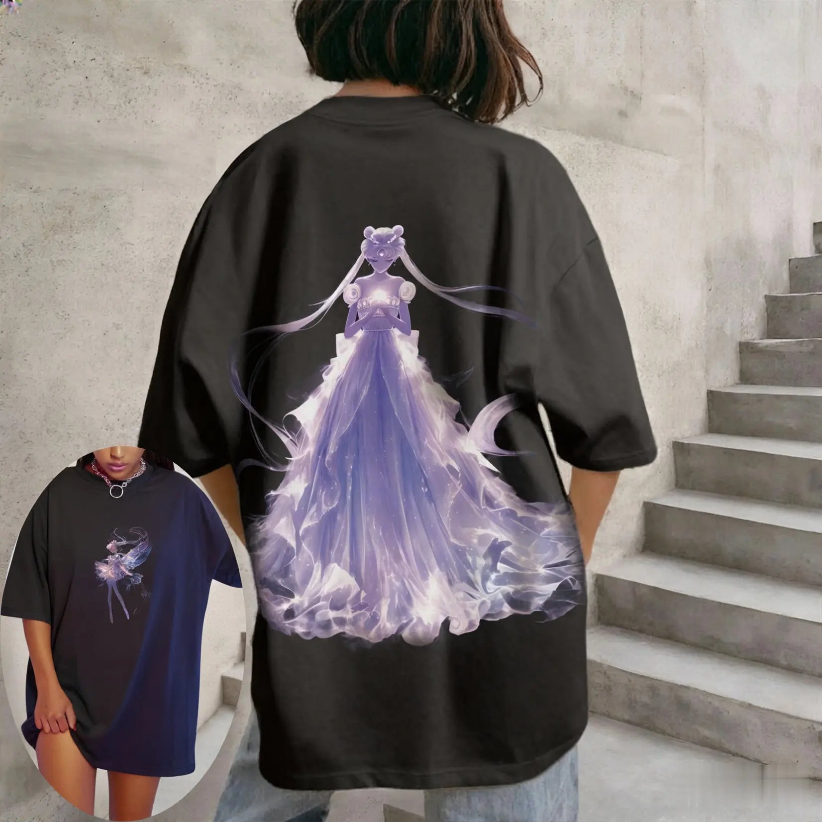 Sailor Moon Loose Women's Parent-child Fashion Short-sleeved T-shirt for Spring Summer Oversized Comfortable Casual Outdoor Top