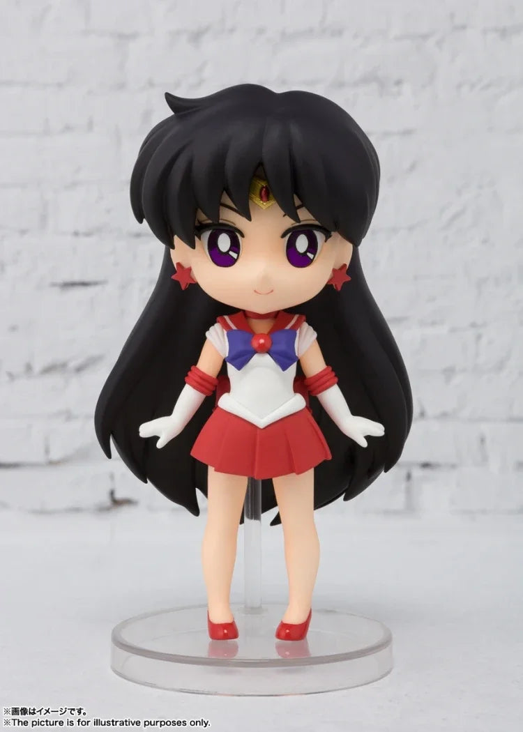 Bandai Original Sailor Moon Anime Figuarts Mini 9cm Sailor Mars Sailor Venus Action Figure Toys For Adult Gift Collectible Model