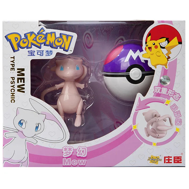 Genuine Pokemon Anime Figure Pikachu Gengar Charizard Gyarados Mew Dragonite Doll Model Children's Transformation Toy Gift Set