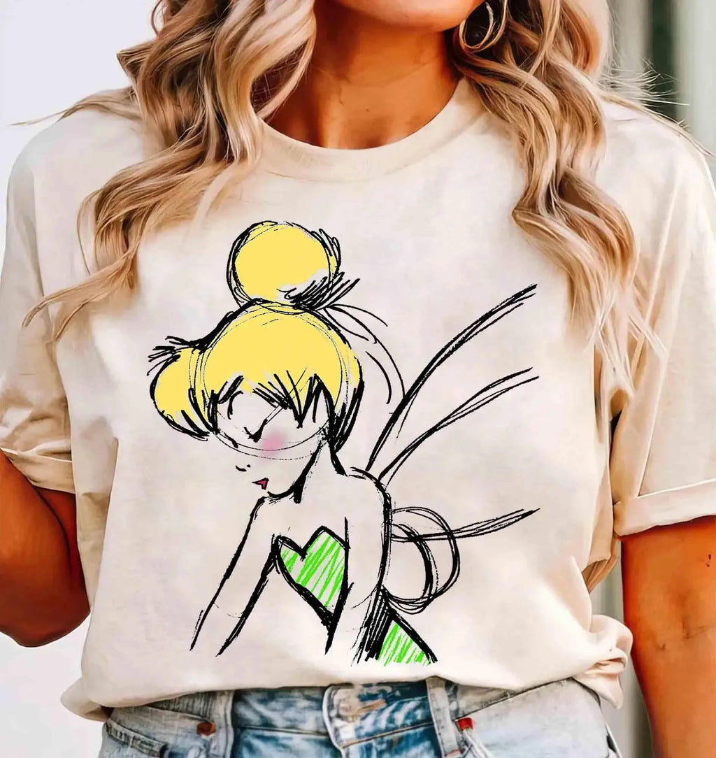 Disney Peter Pan Tinker Bell Sketch Profile Shirt Neverland T-Shirt Unisex T-Shirt, Family Birthday Gift T-Shirt