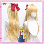 Sailor Venus Cosplay Wigs Minako Aino Cosplay Wig Blonde Loose Wave Long Heat Resistant Synthetic Hair Wig + Wig Cap