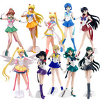 23cm Sailor Moon Anime Figure Sailor Mars Mercury Jupiter Venus Saturn Action Figurine Model Kids Collectible Toys Birthday Gift