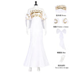 Princess Serenity Tsukino Usagi Cosplay Costume White Long Woman Dress Big Bow Halloween Party Girl Outfit