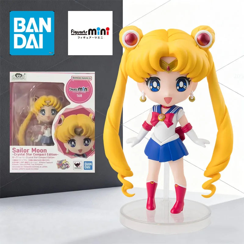 BANDAI Original MODEL KIT Figuarts Mini Sailor Moon Sailor Chibi Tsukino Usagi Hino Rei Anime Figure Model for Boys 100mm