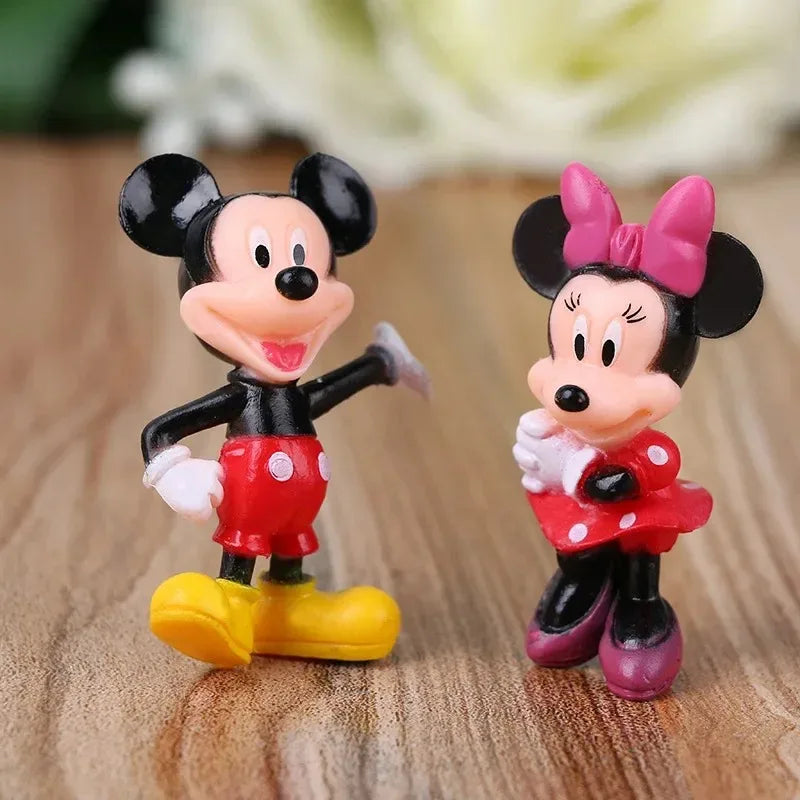 Disney Mickey Mouse Action Figures 6pcs/set Minnie Pvc Model Doll Anime Peripherals Cake Decoration Children Birthday Gifts