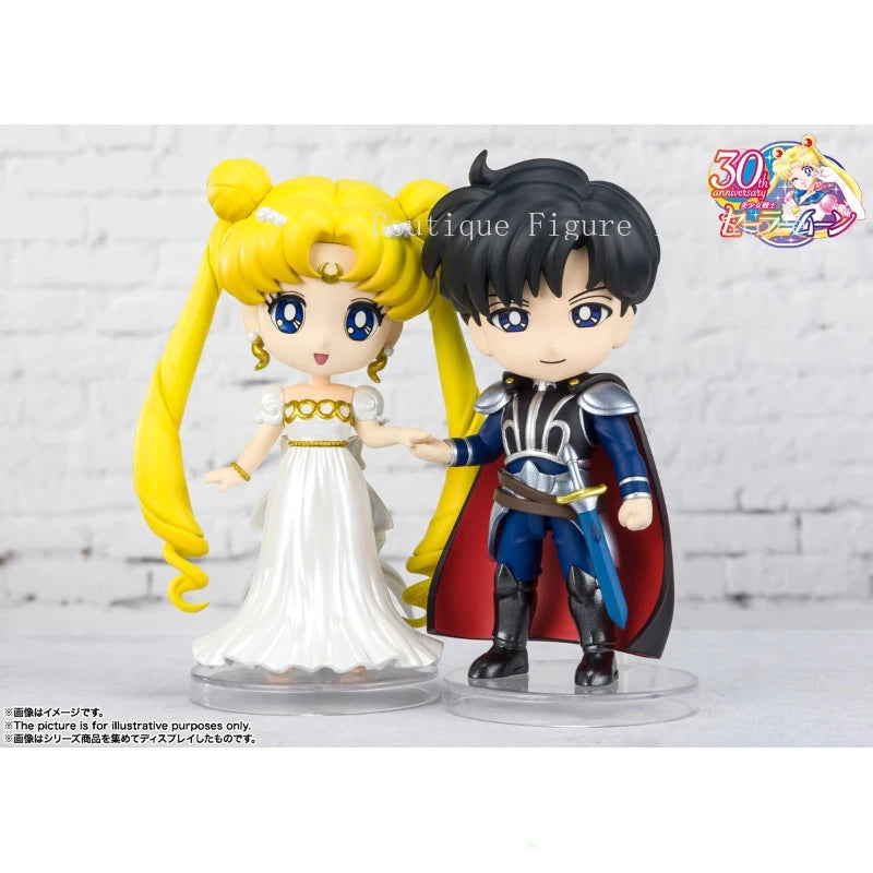In Stock Bandai Figuarts Mini Sailor Moon Princess Serenity Prince Endymion Anime Action Figure Toy Gift Model Collecting Hobby
