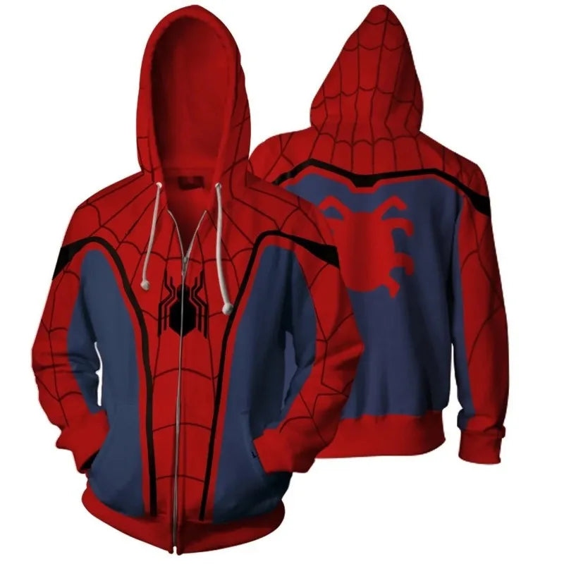 Marvel Spiderman Male Student New Cartoon Creative Anime Fashion Trend Cool Casual Comfortable Hooded Top Jacket Sweatshirt