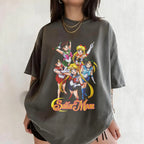 Anime "Sailor Moon" Retro Pattern Summer Cotton T-shirt for Both Men and Women, Street Casual Trendy Short-sleeved Design