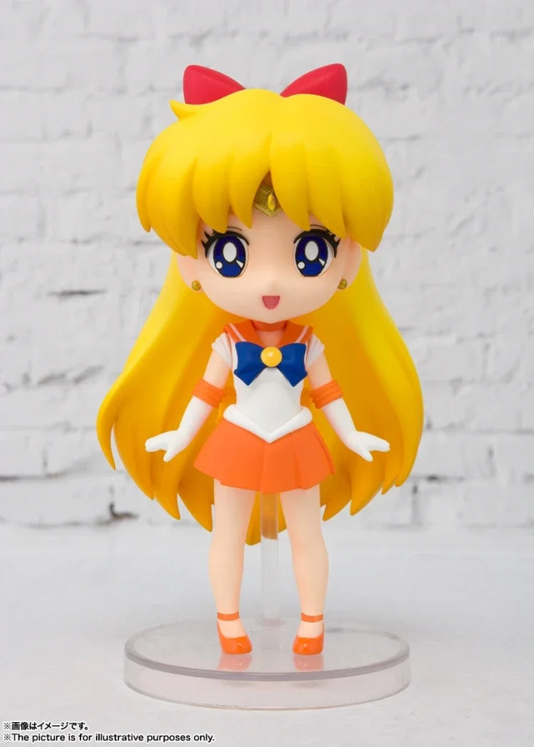 Bandai Original Sailor Moon Anime Figuarts Mini 9cm Sailor Mars Sailor Venus Action Figure Toys For Adult Gift Collectible Model