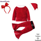 2025 Christmas Santa Claus Outfit Newborn Clothing Sets Winter Fleece Tops+Pants+Hats Baby Girls Clothes Costume Xmas