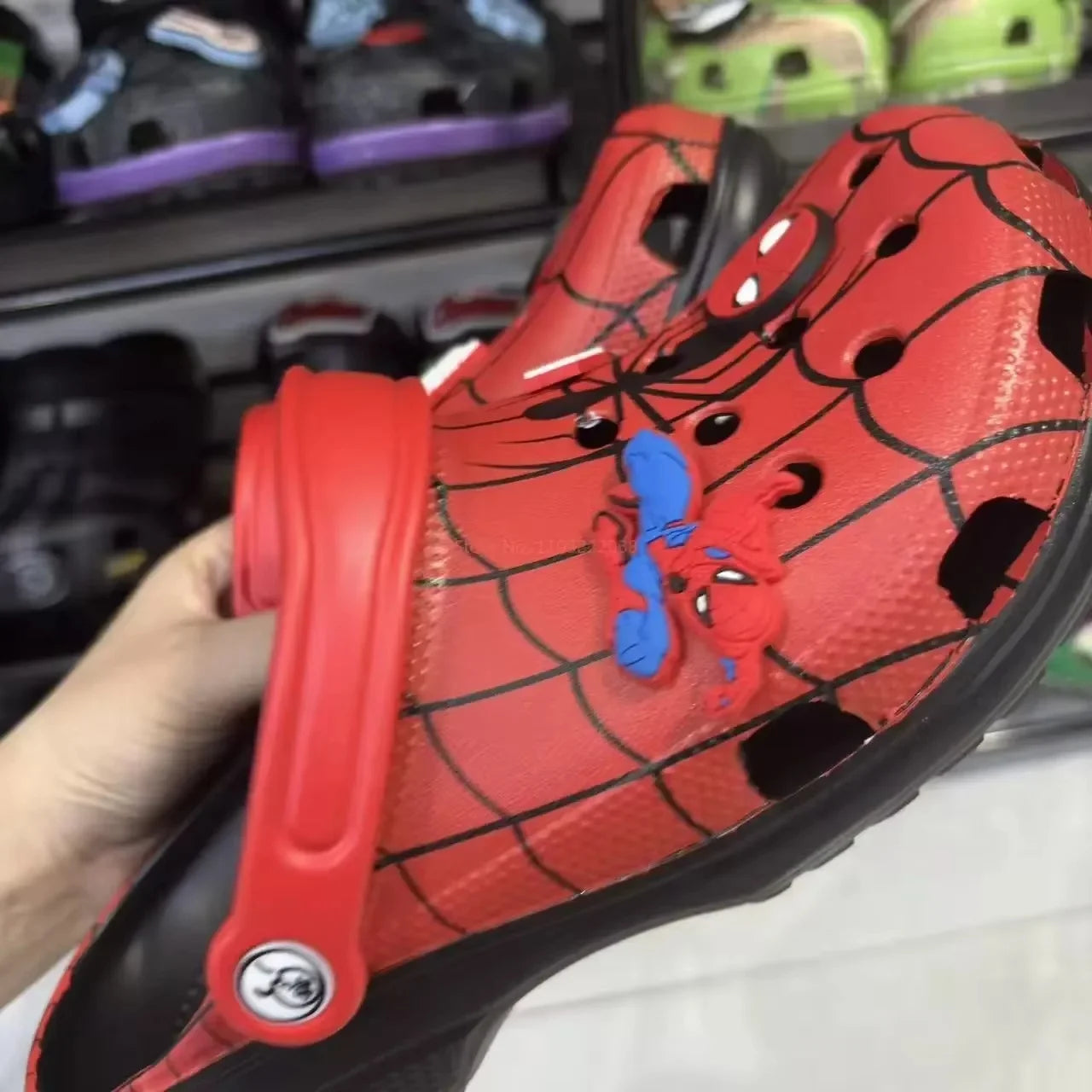 Spiderman Breathable Hole Sandals Cute Cartoon Anti-Slip Slippers for Adults Summer Indoor Outdoor Beach Shoes