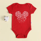 Christmas Newborn Baby Red Romper 100% Cotton Baby Mickey Print Infant Outfit Baby Girls Boys Bodysuit Disney Clothes Xmas Gift