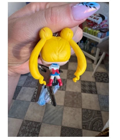FUNKO POP Japanese Anime Sailor Moon & Sailor Chibi Moon Pocket Keychain Toy Action Figure Collectible Toys for Children Gift
