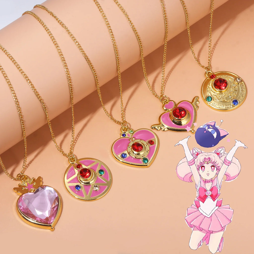 Anime Tsukino Usagi Little Rabbit Keychain Transformer Moon Messenger Mizuno Ami Hino Rei Role Playing Pendant Jewelry Necklace