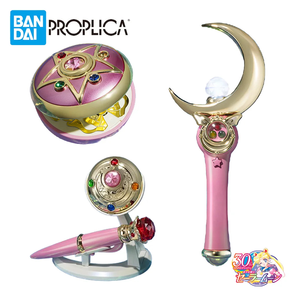 In Stock Original BANDAI PROPLICA Moon Stick Transformation Broochdisguise Pen Crystal Star Figure Anime Sailor Moon Model Toy