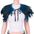 Witch's genuine feather shawl cloak with lace collar, suitable for all kinds of festival activities, witch costume.