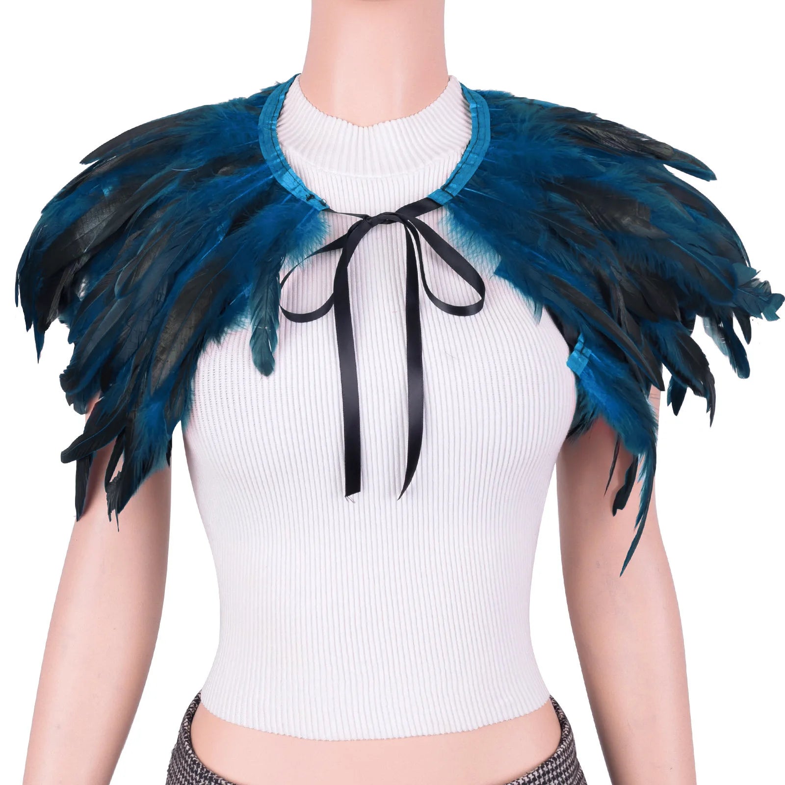 Witch's genuine feather shawl cloak with lace collar, suitable for all kinds of festival activities, witch costume.