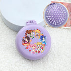 Sailor Moon Anime  Mini Folding Hair Brush with Mirror Portable Travel Comb for Women Lightweight Outdoor Use Hand Washable Gift