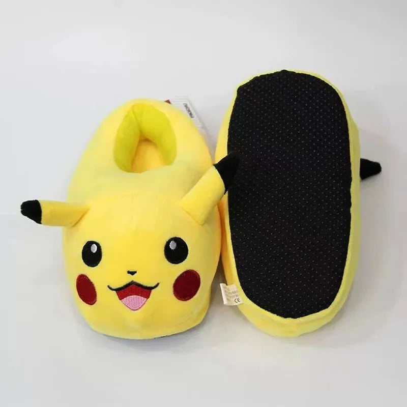 2022 New Animation Pokemon Pikachu Kawaii Winter Home Warm Cotton Slippers Lovely Indoor Plush  Shoes Parent-Child Styles Gift