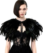 Witch's genuine feather shawl cloak with lace collar, suitable for all kinds of festival activities, witch costume.