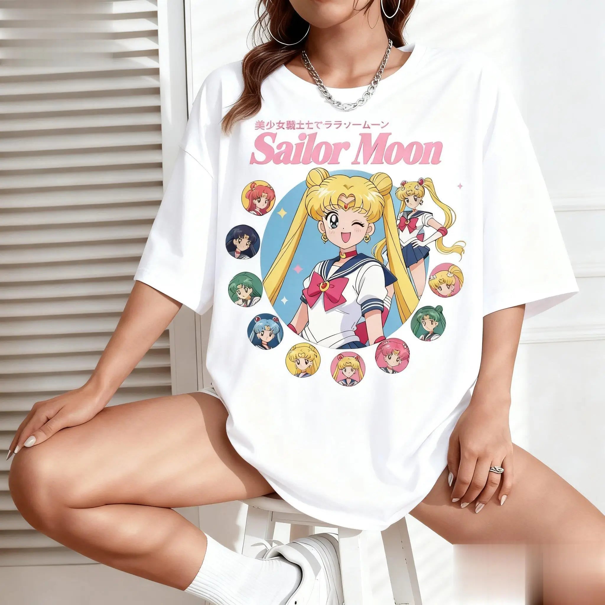 2026 New Year's New Style Retro Sailor Moon Anime Pattern Men's and Women's Short Sleeved T-shirt Street Wear Y2k Clothes Summer