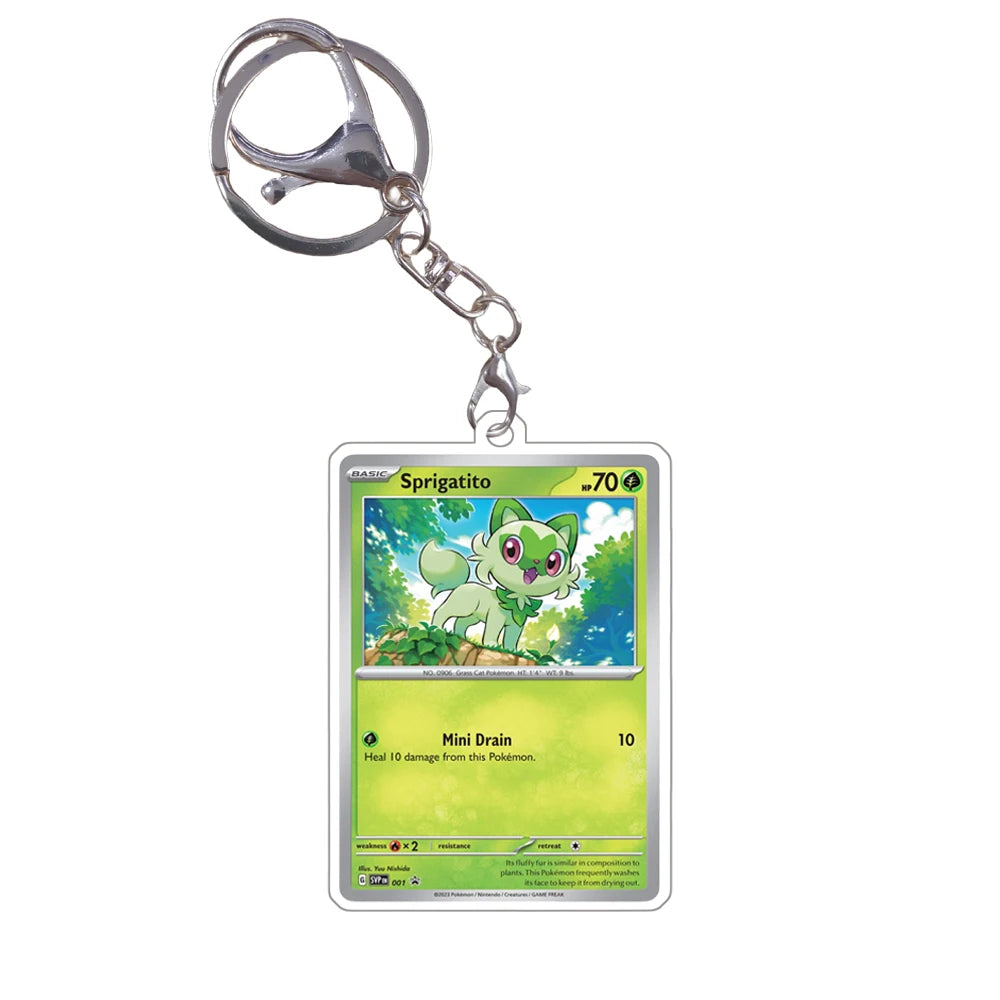 Pokemon Acrylic Small Cards Quaxly Fuecoco Sprigatito Double Sided Pendant Game Props Anime Characters Keychain Game Props Toys