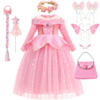 Halloween Costumes Kids Pink Girls Party Dresses Girl Aurora Princess Gown Sleeping Beauty Cosplay Costume Fantasy Disguise Sets