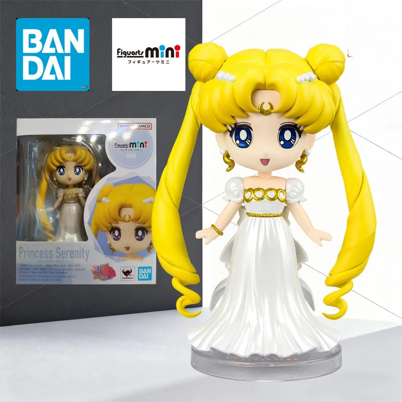 BANDAI Original MODEL KIT Figuarts Mini Sailor Moon Sailor Chibi Tsukino Usagi Hino Rei Anime Figure Model for Boys 100mm